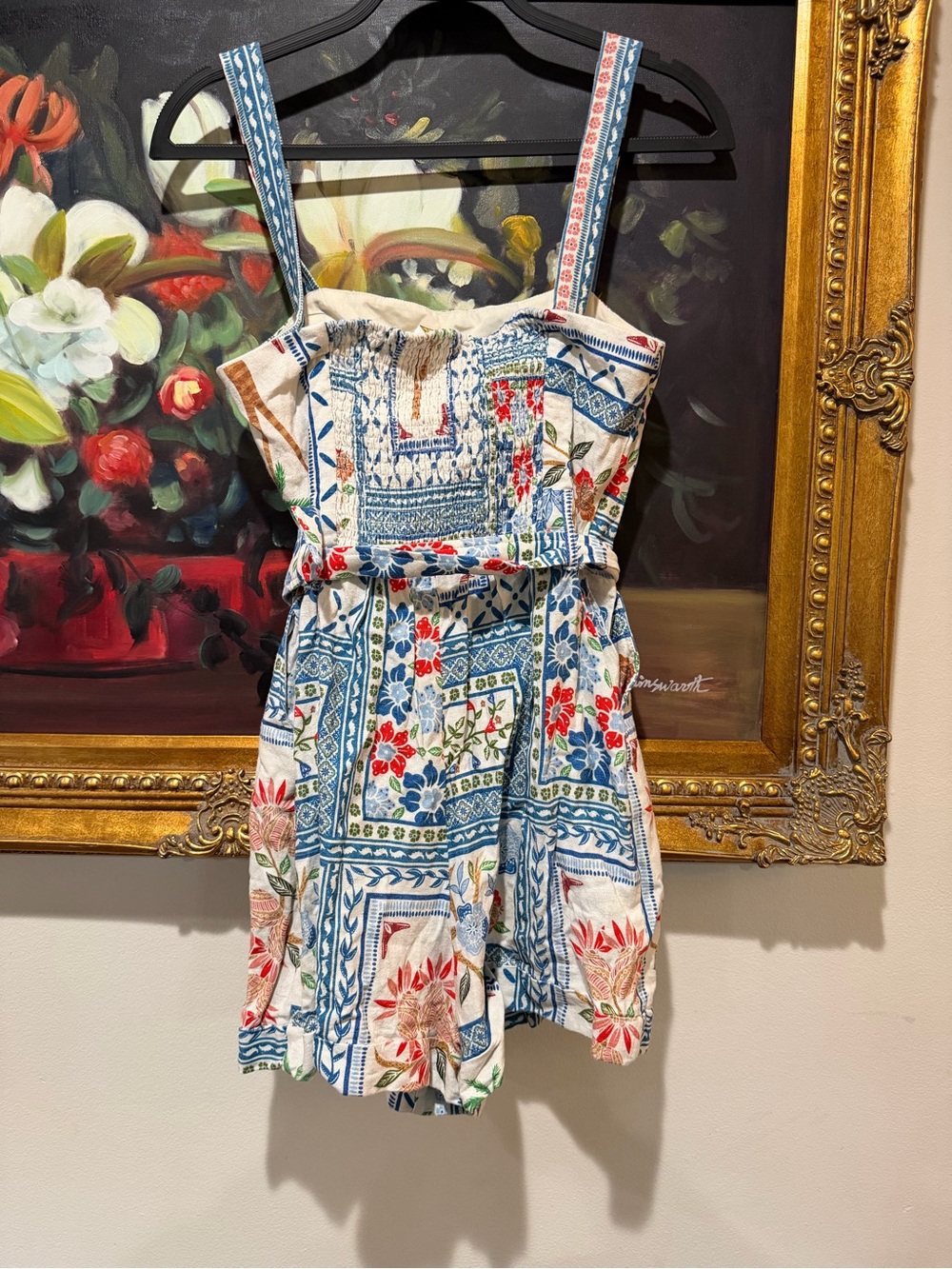 House of Harlow 1960 Blue, Red, Green Tropical Printed Romper - Picture 3 of 7